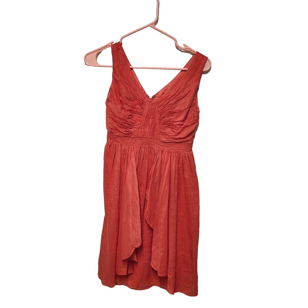 Anthropologie Quillaree 54% Linen 46% Silk Women Cocktail Dress Orange Size 0
